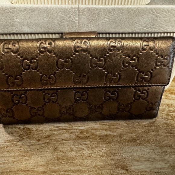 Gucci Handbags - Gucci metallic gold long wallet